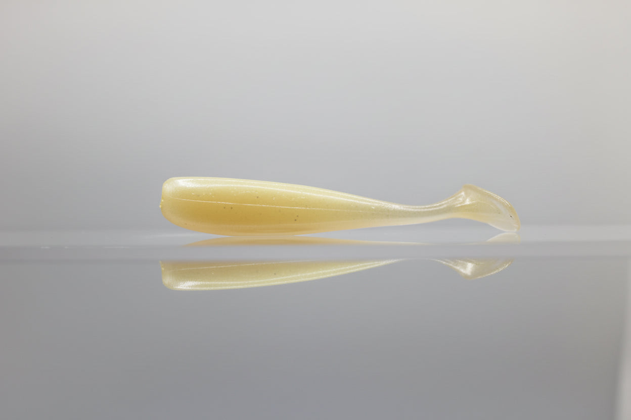 Paddle Tail Swimbait 3": Bone with Gold/Silver Pearl