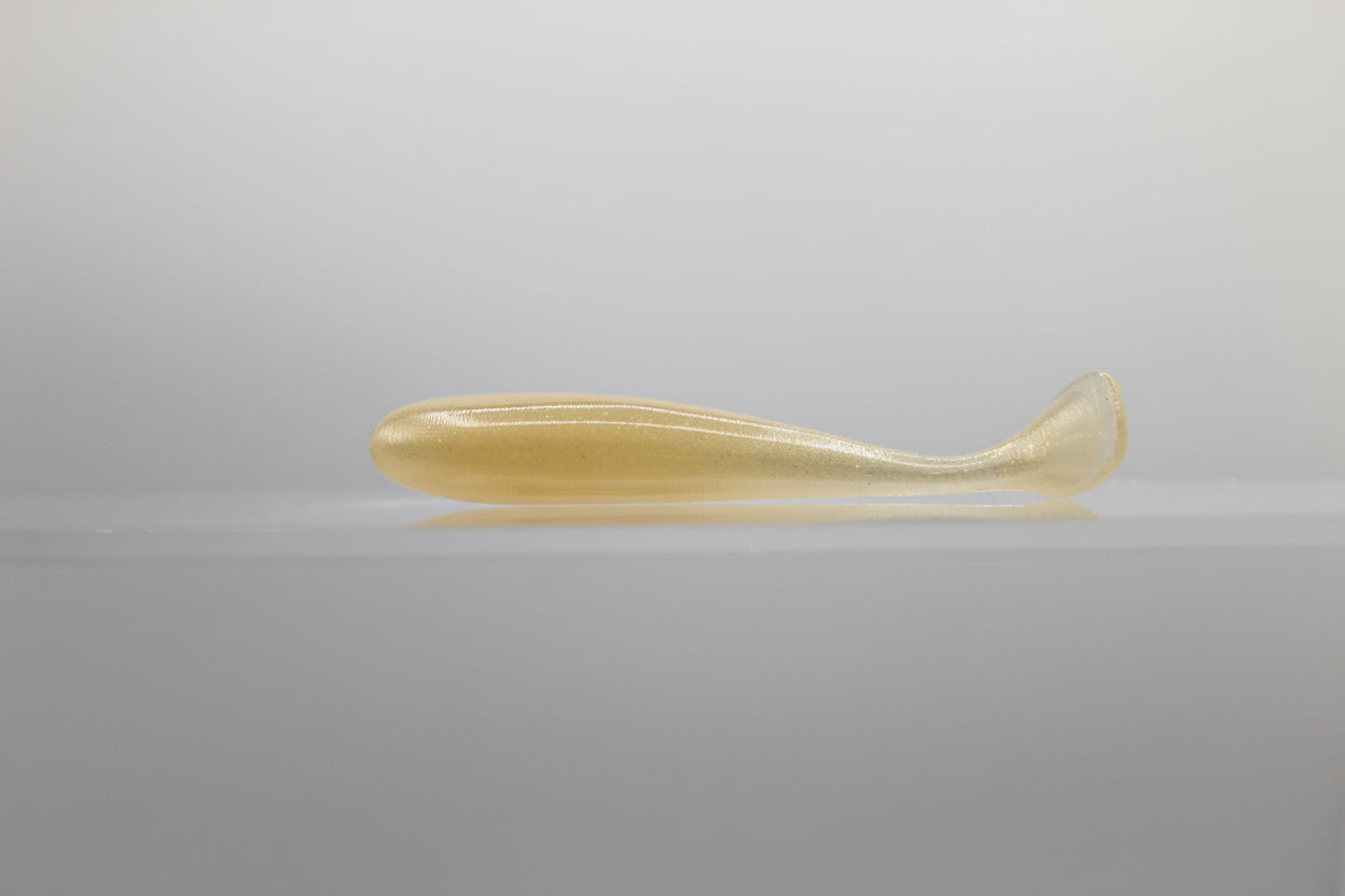 Paddle Tail Swimbait 3": Bone with Gold/Silver Pearl