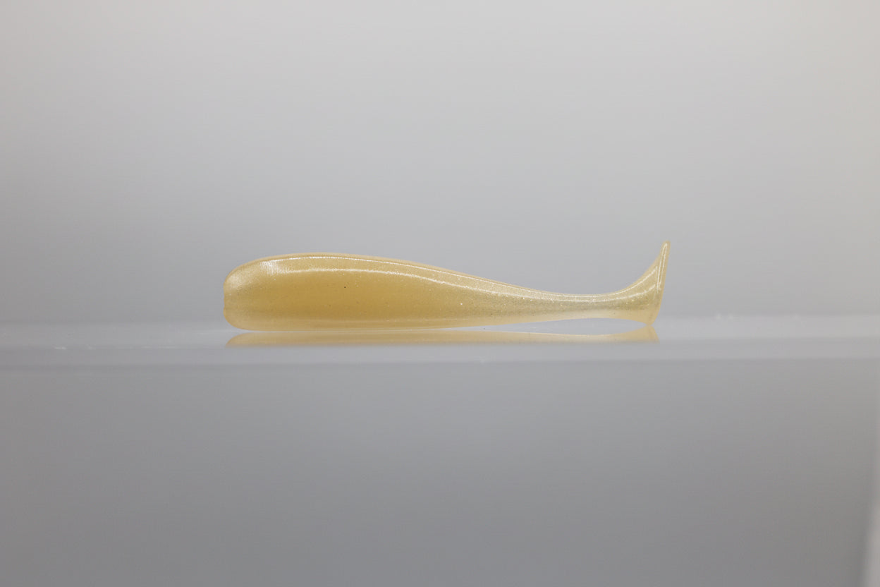 Paddle Tail Swimbait 3": Bone with Gold/Silver Pearl