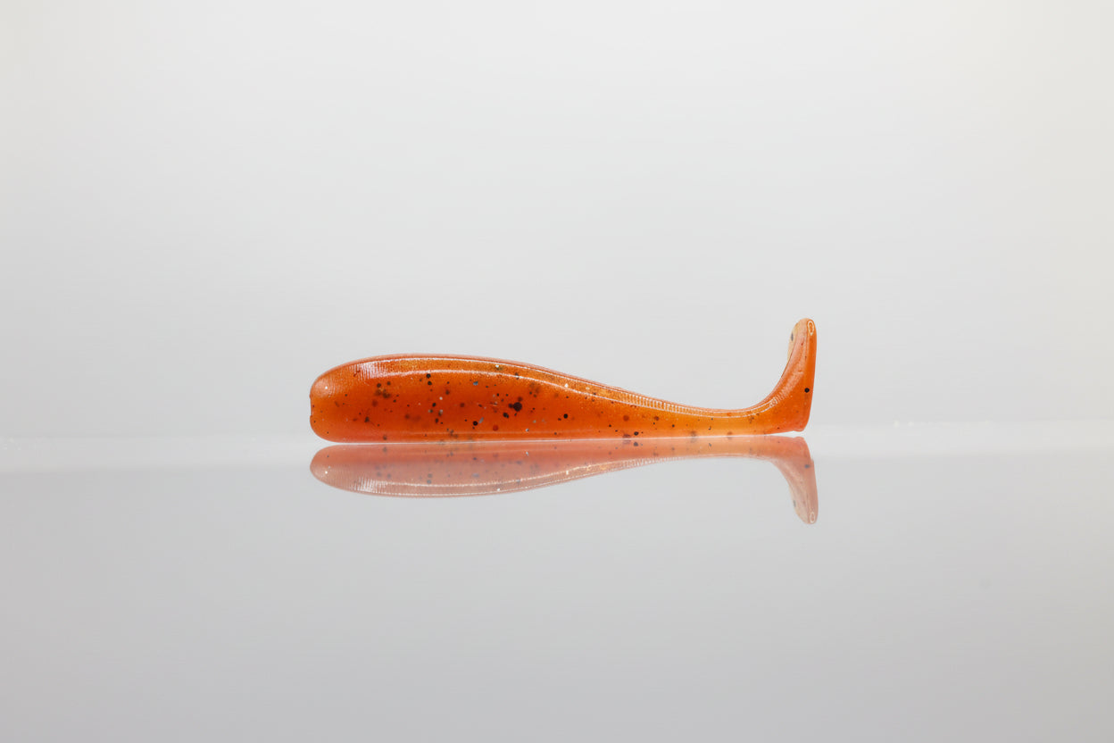 Paddle Tail Swimbait 3" Red Orange Back with Yellow Orange Belly Silver Whisker Flake