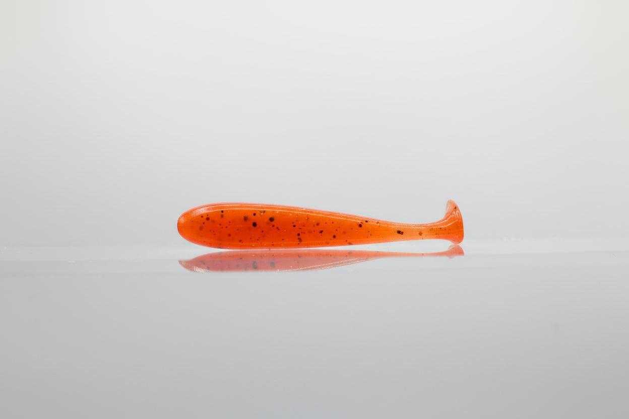Paddle Tail Swimbait 3" Red Orange Back with Yellow Orange Belly Silver Whisker Flake