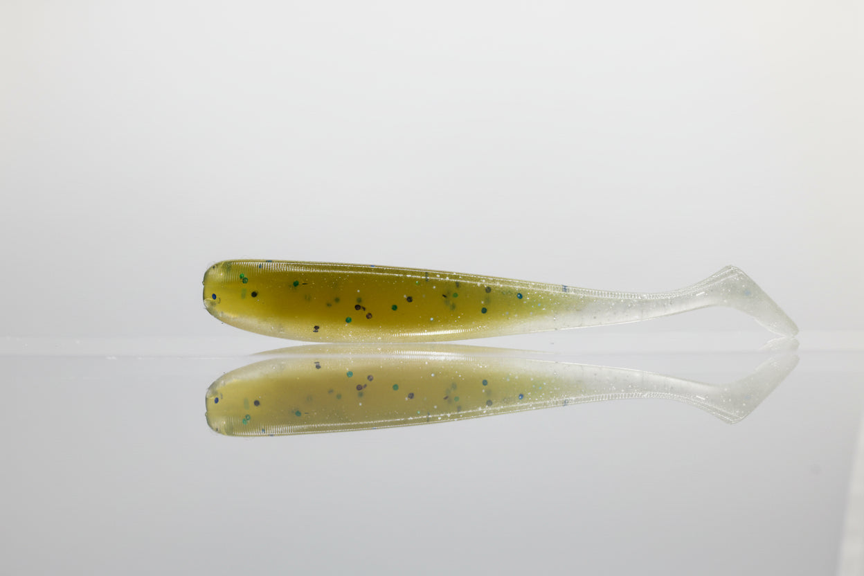 Paddle Tail Swimbait - 3" Motor Oil Back with Clear Silver Flake Belly