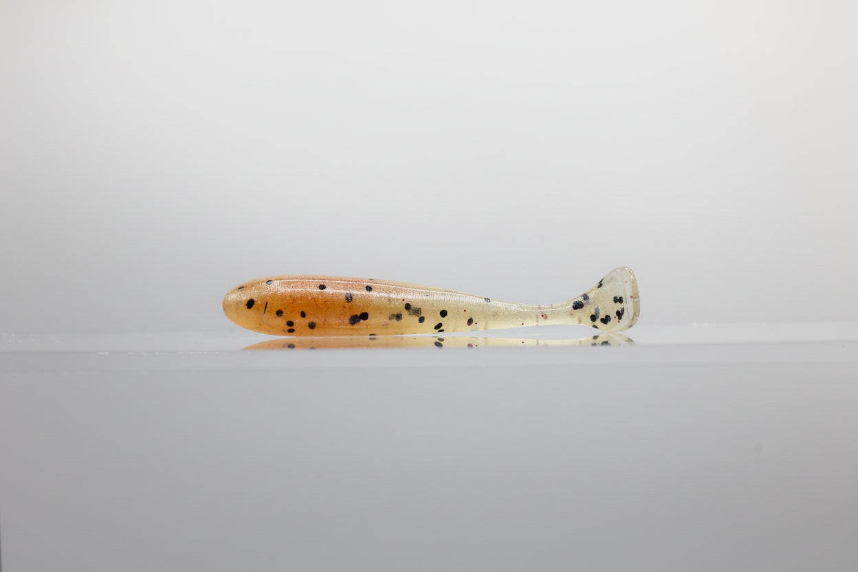 Paddle Tail Swimbait: 3" Root Beer Brown with Clear Flake Belly