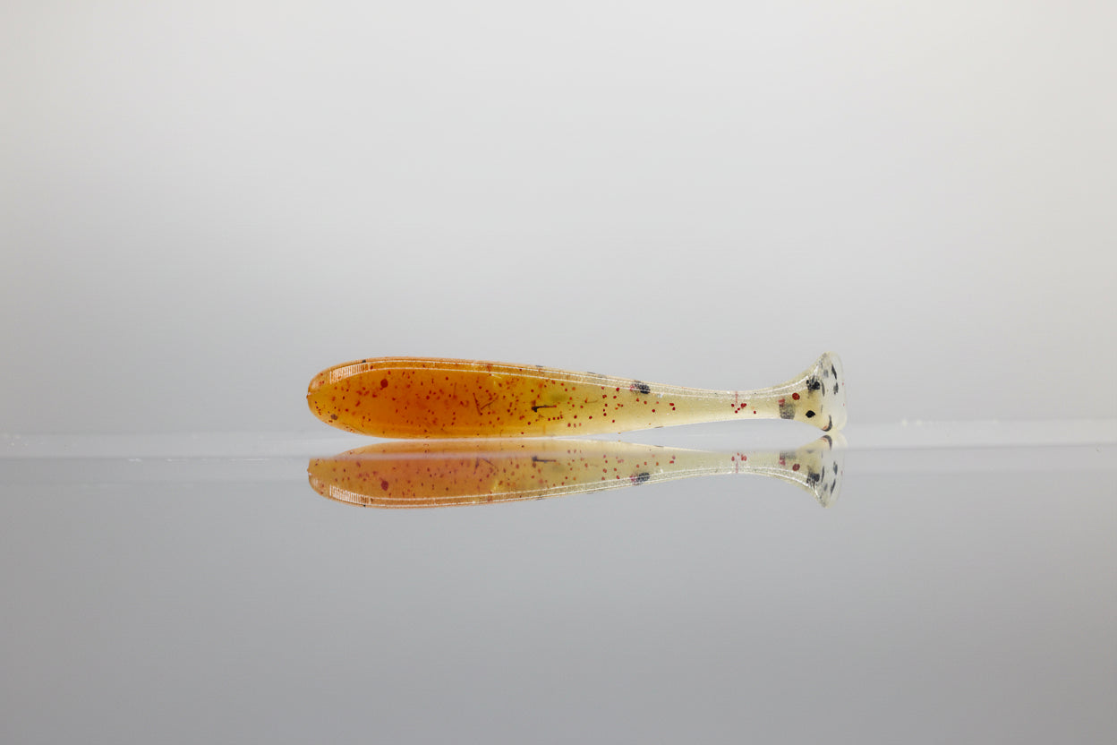 Paddle Tail Swimbait: 3" Root Beer Brown with Clear Flake Belly