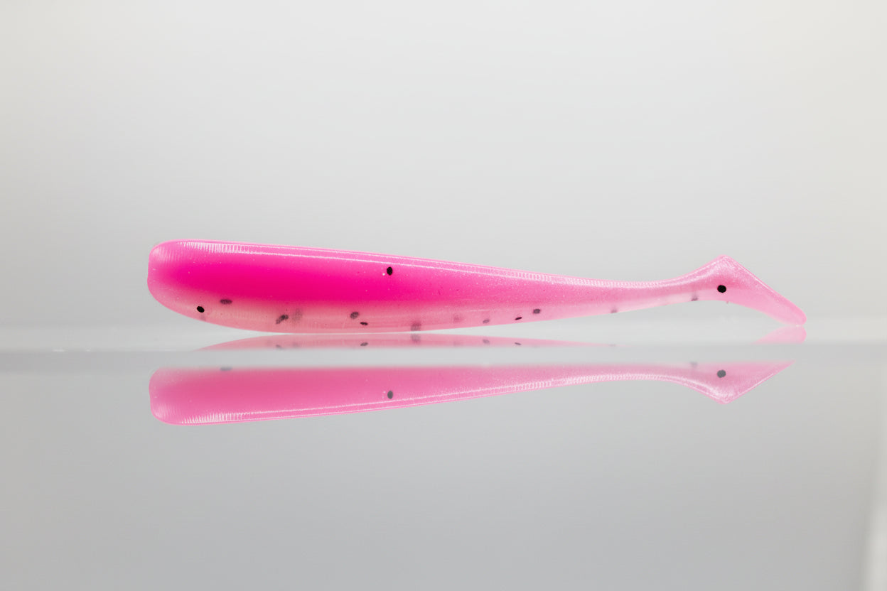 Paddle Tail Swimbait: 3" Hot Pink with Silver Pearl Belly, Black Flake