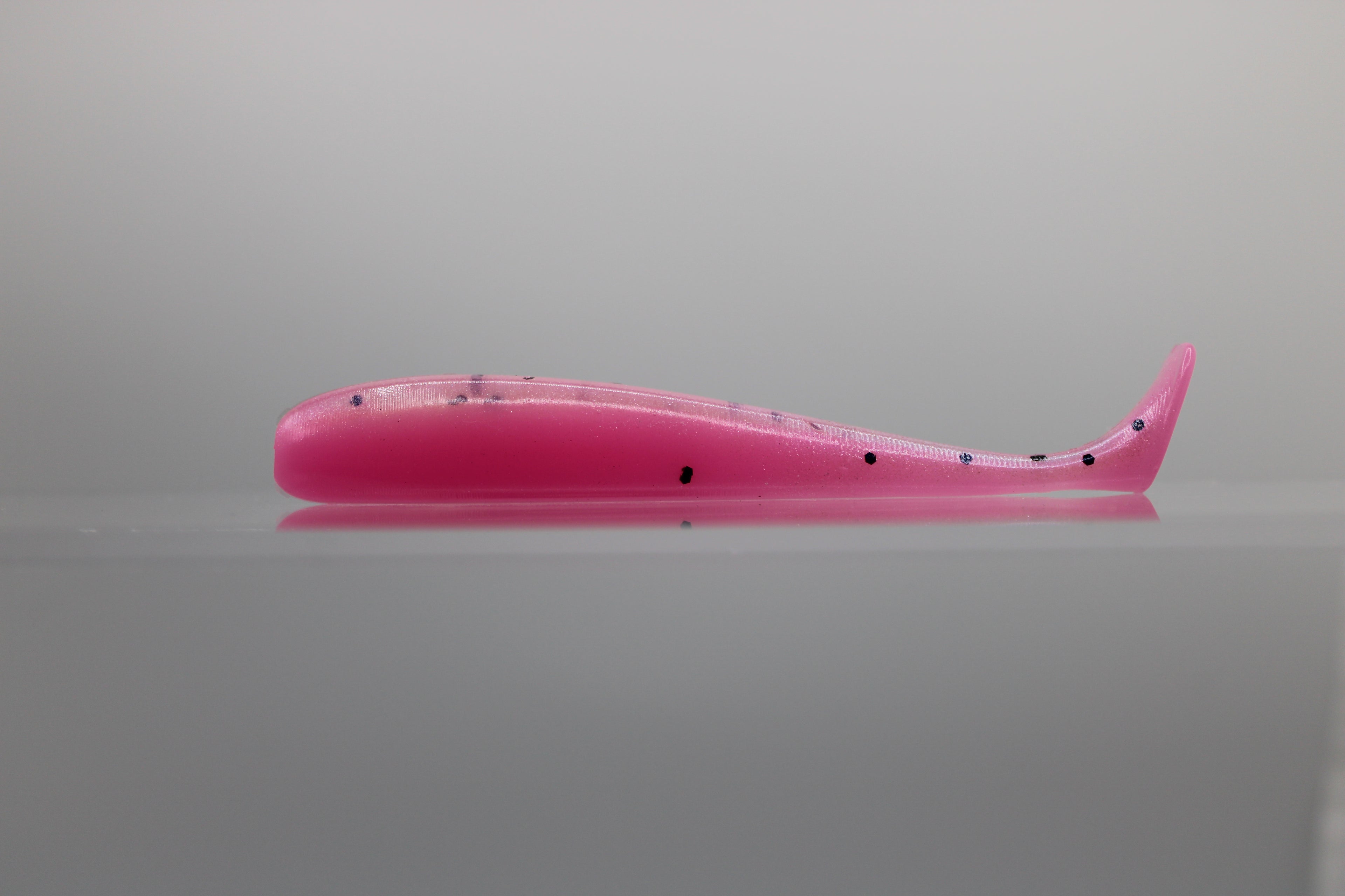 Paddle Tail Swimbait: 3" Hot Pink with Silver Pearl Belly, Black Flake