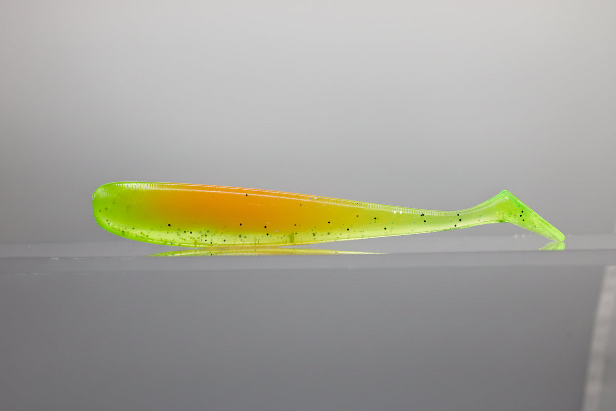 Paddle Tail Swimbait 4" Peach Back Fluorescent Yellow Belly