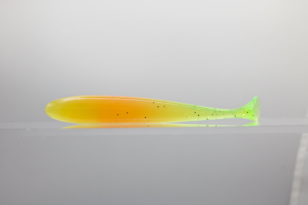 Paddle Tail Swimbait 4" Peach Back Fluorescent Yellow Belly