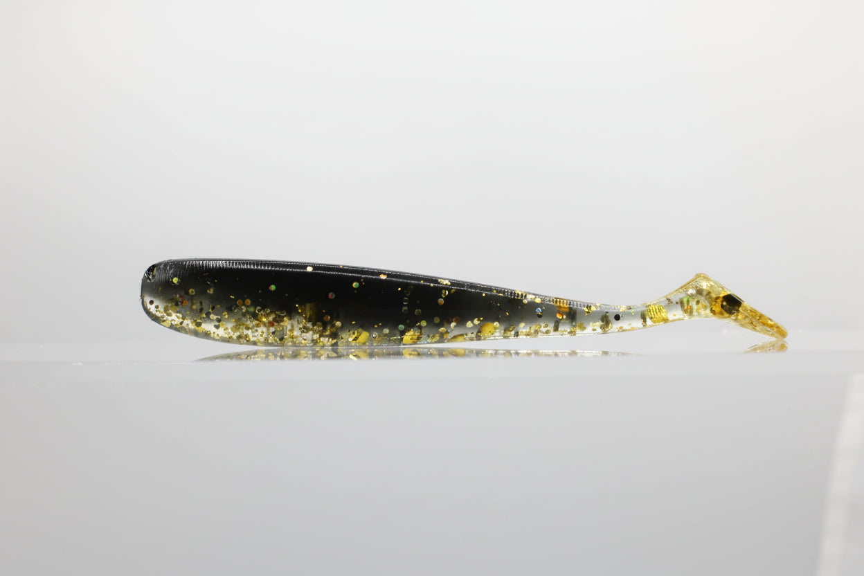 Paddle Tail Swimbait 4" Black back with Gold Belly
